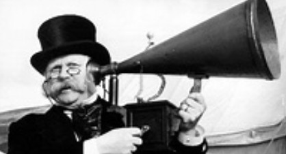 man using ear trumpet